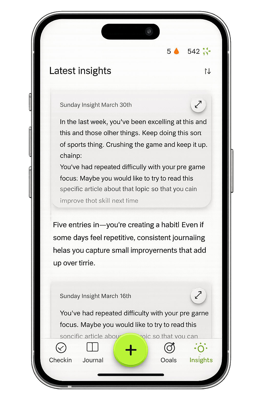 Sherpa AI insights screen